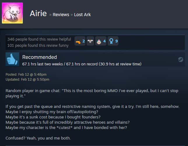 Image for article titled Lost Ark, As Told By Steam Reviews