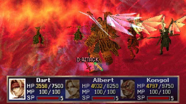 A screenshot shows combat in Legend of Dragoon.