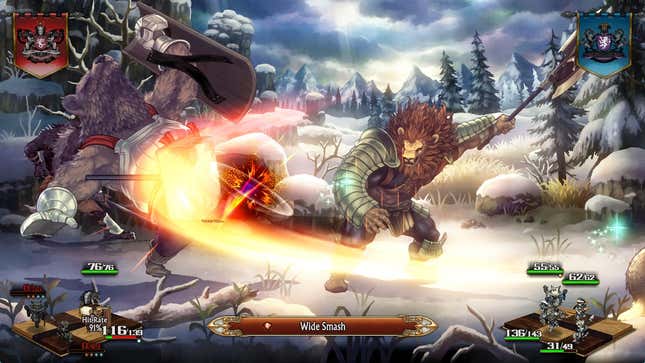 Two enemies clash on the battlefield in unicorn overlord