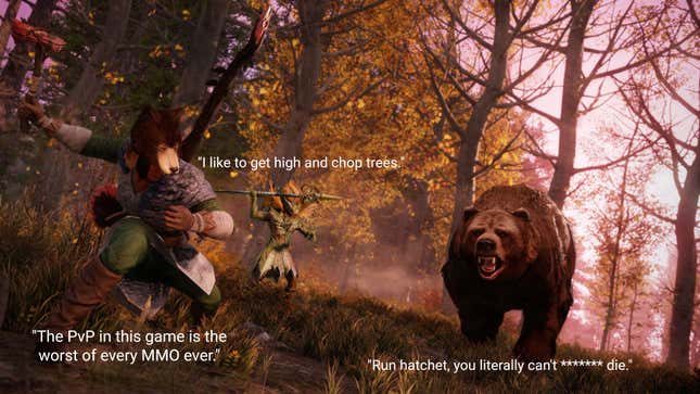 Steam user reviews from New World: Aeternum. Also, a bear.